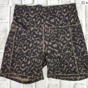 Vuori Leopard-Print Pocket Bike Shorts in Black and Olive